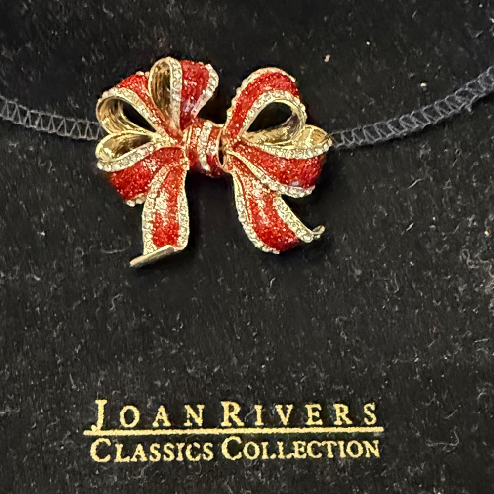 Glittering Red and Gold Ribbon Brooch